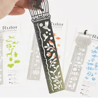 Simple Hollow Delicate Metal Bookmark With Scale Ruler Creative Multifunctional Exquisite Painting Icon Model Ruler main image 2