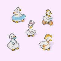 Cartoon Style Animal Duck Alloy Stoving Varnish Brooches main image 1