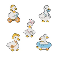 Cartoon Style Animal Duck Alloy Stoving Varnish Brooches main image 3
