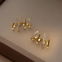 Fashion Geometric Alloy Inlay Artificial Rhinestones Ear Studs main image 2