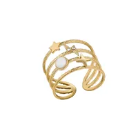 Wholesale Jewelry Fashion Geometric Star 304 Stainless Steel Artificial Rhinestones Open Ring main image 2