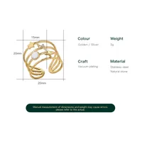 Wholesale Jewelry Fashion Geometric Star 304 Stainless Steel Artificial Rhinestones Open Ring main image 3