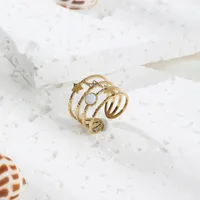 Wholesale Jewelry Fashion Geometric Star 304 Stainless Steel Artificial Rhinestones Open Ring main image 4