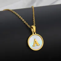 Titanium Steel 18K Gold Plated Simple Style Plating Inlaid Shell Letter Necklace sku image 2
