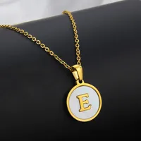 Titanium Steel 18K Gold Plated Simple Style Plating Inlaid Shell Letter Necklace sku image 5