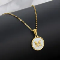 Titanium Steel 18K Gold Plated Simple Style Plating Inlaid Shell Letter Necklace sku image 3