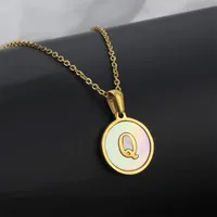 Titanium Steel 18K Gold Plated Simple Style Plating Inlaid Shell Letter Necklace sku image 12