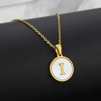 Titanium Steel 18K Gold Plated Simple Style Plating Inlaid Shell Letter Necklace sku image 22