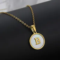 Titanium Steel 18K Gold Plated Simple Style Plating Inlaid Shell Letter Necklace sku image 1