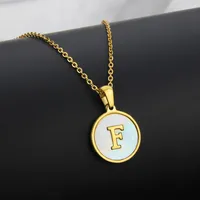 Titanium Steel 18K Gold Plated Simple Style Plating Inlaid Shell Letter Necklace sku image 21