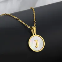Titanium Steel 18K Gold Plated Simple Style Plating Inlaid Shell Letter Necklace sku image 23