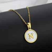 Titanium Steel 18K Gold Plated Simple Style Plating Inlaid Shell Letter Necklace sku image 10