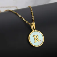 Titanium Steel 18K Gold Plated Simple Style Plating Inlaid Shell Letter Necklace sku image 25