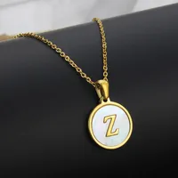 Titanium Steel 18K Gold Plated Simple Style Plating Inlaid Shell Letter Necklace sku image 17