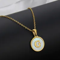 Titanium Steel 18K Gold Plated Simple Style Plating Inlaid Shell Letter Necklace sku image 6