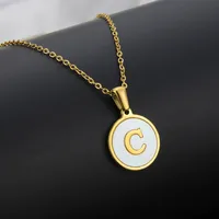 Titanium Steel 18K Gold Plated Simple Style Plating Inlaid Shell Letter Necklace sku image 4