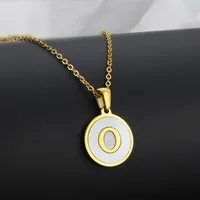 Titanium Steel 18K Gold Plated Simple Style Plating Inlaid Shell Letter Necklace sku image 28