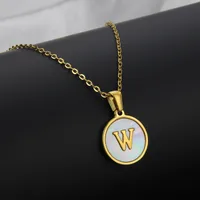 Titanium Steel 18K Gold Plated Simple Style Plating Inlaid Shell Letter Necklace sku image 15