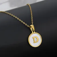 Titanium Steel 18K Gold Plated Simple Style Plating Inlaid Shell Letter Necklace sku image 20