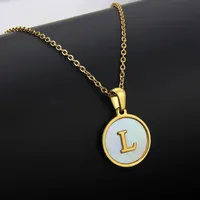 Titanium Steel 18K Gold Plated Simple Style Plating Inlaid Shell Letter Necklace sku image 9