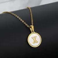 Titanium Steel 18K Gold Plated Simple Style Plating Inlaid Shell Letter Necklace sku image 16
