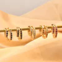 Simple Style Round Inlay Copper Zircon Gold Plated Earrings main image 1