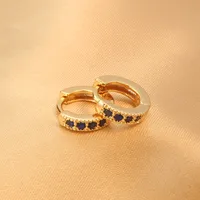 Simple Style Round Inlay Copper Zircon Gold Plated Earrings sku image 4