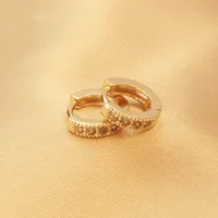 Simple Style Round Inlay Copper Zircon Gold Plated Earrings sku image 1