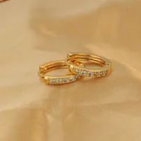 Simple Style Round Inlay Copper Zircon Gold Plated Earrings sku image 5