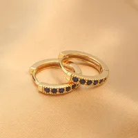 Simple Style Round Inlay Copper Zircon Gold Plated Earrings sku image 9