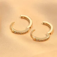 Simple Style Round Inlay Copper Zircon Gold Plated Earrings main image 4