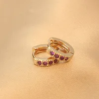 Simple Style Round Inlay Copper Zircon Gold Plated Earrings sku image 2