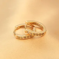 Simple Style Round Inlay Copper Zircon Gold Plated Earrings sku image 6