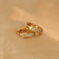 Simple Style Round Inlay Copper Zircon Gold Plated Earrings sku image 10