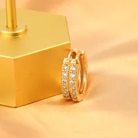 Simple Style Round Inlay Copper Zircon Gold Plated Earrings main image 5