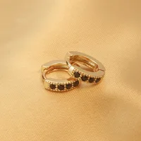 Simple Style Round Inlay Copper Zircon Gold Plated Earrings sku image 3