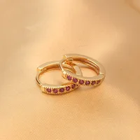 Simple Style Round Inlay Copper Zircon Gold Plated Earrings sku image 7
