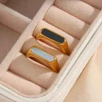 Wholesale Jewelry Fashion Rectangle 304 Stainless Steel Shell 18K Gold Plated Plating Rings main image 1