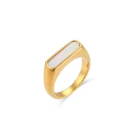 Wholesale Jewelry Fashion Rectangle 304 Stainless Steel Shell 18K Gold Plated Plating Rings main image 2