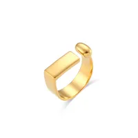 Wholesale Jewelry Retro Geometric 304 Stainless Steel 18K Gold Plated Open Ring main image 2