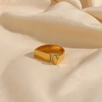 Wholesale Jewelry Retro Geometric 304 Stainless Steel 18K Gold Plated Open Ring main image 5