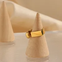 Wholesale Jewelry Retro Geometric 304 Stainless Steel 18K Gold Plated Open Ring main image 3