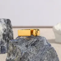 Wholesale Jewelry Retro Geometric 304 Stainless Steel 18K Gold Plated Open Ring main image 4