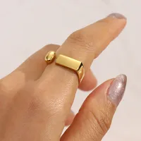 Wholesale Jewelry Retro Geometric 304 Stainless Steel 18K Gold Plated Open Ring main image 1