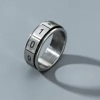 Wholesale Jewelry Fashion Number Stainless Steel Titanium Steel White Gold Plated Polishing Rings main image 1