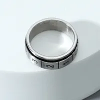 Wholesale Jewelry Fashion Number Stainless Steel Titanium Steel White Gold Plated Polishing Rings main image 3