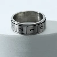 Wholesale Jewelry Fashion Number Stainless Steel Titanium Steel White Gold Plated Polishing Rings main image 2