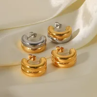 Simple Style C Shape Plating 316 Stainless Steel  Ear Studs main image 2