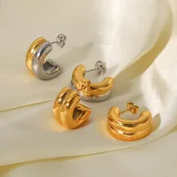 Simple Style C Shape Plating 316 Stainless Steel  Ear Studs main image 3