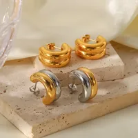 Simple Style C Shape Plating 316 Stainless Steel  Ear Studs main image 1